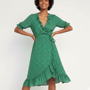 🎁 FREE W/ BUNDLE* Old Navy Cotton light Green Wrap Summer Dress size Small